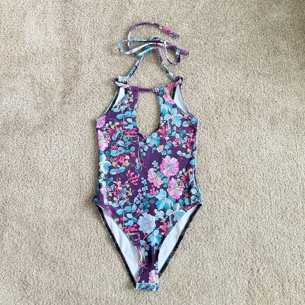 Blackmilk Mucha Honeysuckle Velvet Halter Bodysuit